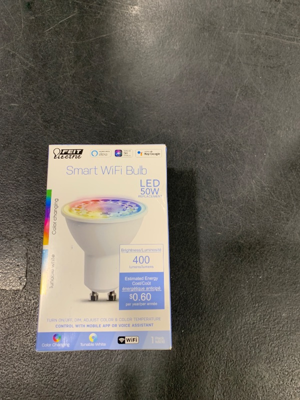 Photo 1 of Feit Electric 50-Watt Equivalent MR16 Alexa Google Siri Smart RGBW LED Light Bulb White