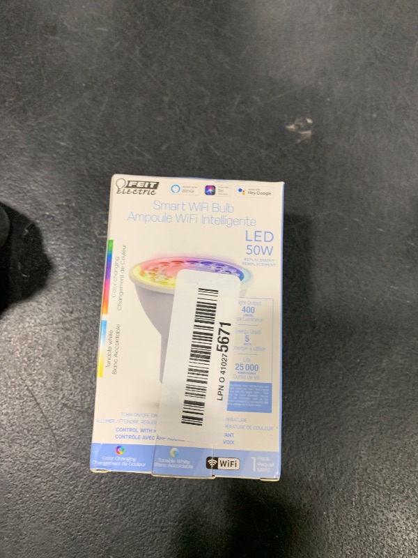 Photo 1 of Feit Electric 50-Watt Equivalent MR16 Alexa Google Siri Smart RGBW LED Light Bulb White