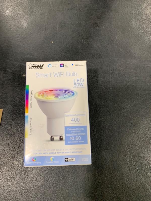 Photo 1 of Feit Electric 50-Watt Equivalent MR16 Alexa Google Siri Smart RGBW LED Light Bulb White