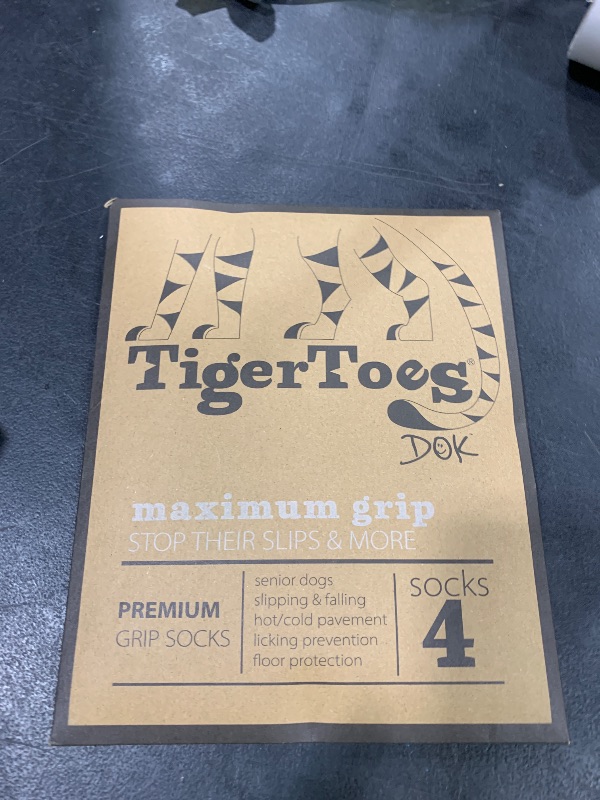 Photo 1 of DOK TigerToes Premium Non-Slip Dog Socks for Hardwood Floors - Extra-Thick Grip That Works Even When Twisted - Prevents Licking, Slipping, and Great for Dog Paw Protection (X-Large)