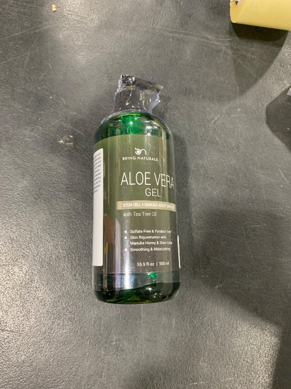 Photo 1 of Aloe vera Gel - from 100% Pure Organic Aloe Infused with Manuka Honey, Stem Cell, Tea Tree Oil - Natural Raw Moisturizer for Face, Body, Hair. Perfect for Sunburn, Acne, Razor Bumps 16.9 fl oz