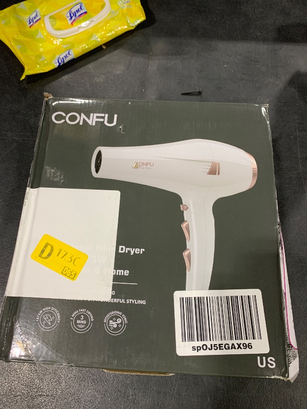 Photo 1 of ITEM IS BROKEN. SELLING FOR PARTS ONLY ----------------------------------------------------------------------------------CONFU Hair Dryer, Professional Ionic Salon Blow Dryer with Diffuser for Women and Men, 5X Fast Drying, Powerful and Quiet Hair Blow Dr