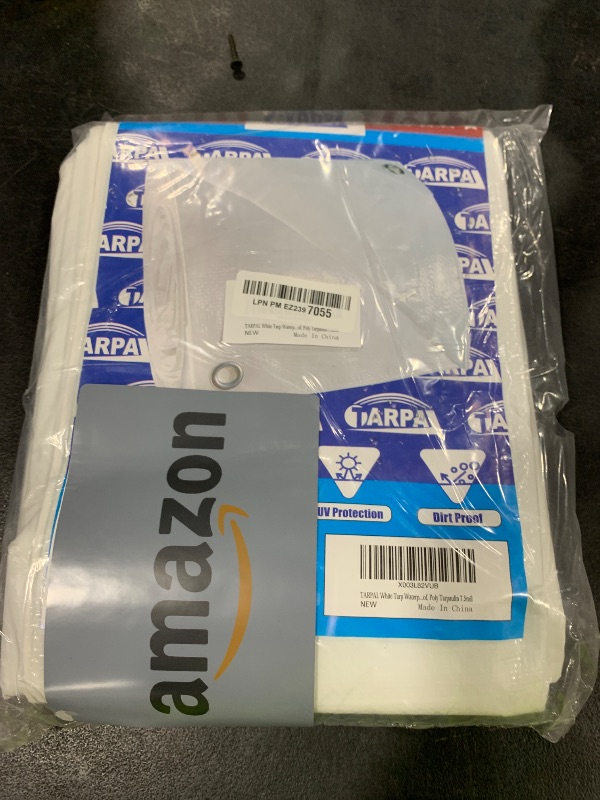Photo 1 of TARPAL 8'x10' White Tarp Waterproof 7.5 mil Medium Duty All Purpose Poly Tarps Cover Waterproof,Snow Proof UV Protection,Rip and Tear Proof,Poly Tarpaulin