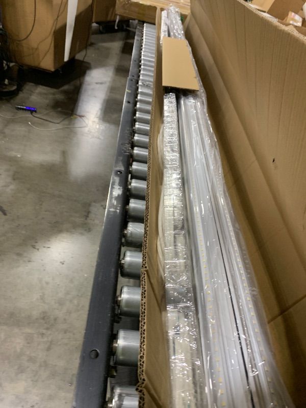 Photo 1 of Barrina 8FT LED Shop Lights Fixture, T8 72W 10000lm 5000K, Daylight White, Clear Cover, V Shape,Tube Light, Hight Output, Bulbs for Garage, Warehouse, Plug and Play, 6 Packs