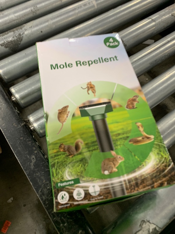 Photo 1 of Snake & Mole & Rabbit & Skunk Repellent Solar Powered, Ultrasonic Deterrent, IP65 Waterproof, to Get Rid of Gopher, Groundhog, Rodent, Chipmunk, Raccoon, and Vole for Lawn & Garden, 4 Pack
