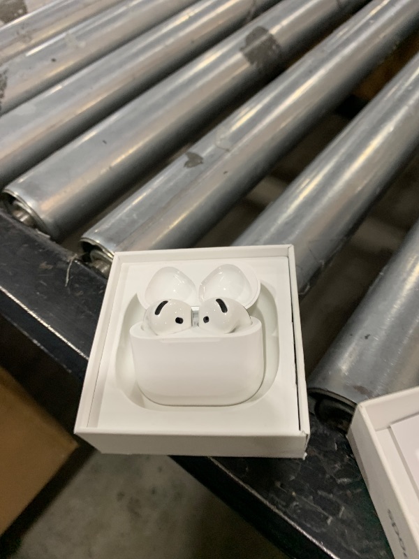 Photo 1 of Apple AirPods 4 Wireless Earbuds, Bluetooth Headphones, Personalized Spatial Audio, Sweat and Water Resistant, USB-C Charging Case, H2 Chip, Up to 30 Hours of Battery Life, Effortless Setup for iPhone