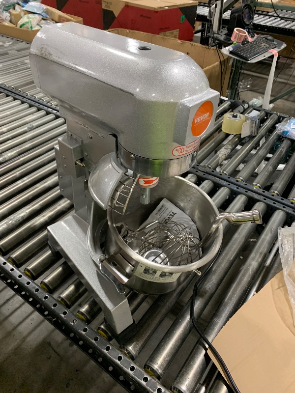 Photo 1 of VEVOR Commercial Mixer, Commercial Food Mixer 10Qt Stainless Steel Bowl, 450W Commercial Stand Mixer with 3 Speeds Adjustable, Dough Hook Whisk Beater Included, Perfect for Bakery Pizzeria, Silver