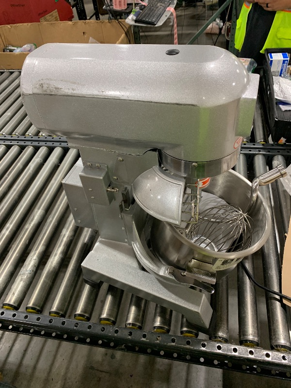 Photo 1 of VEVOR Commercial Mixer, Commercial Food Mixer 10Qt Stainless Steel Bowl, 450W Commercial Stand Mixer with 3 Speeds Adjustable, Dough Hook Whisk Beater Included, Perfect for Bakery Pizzeria, Silver
