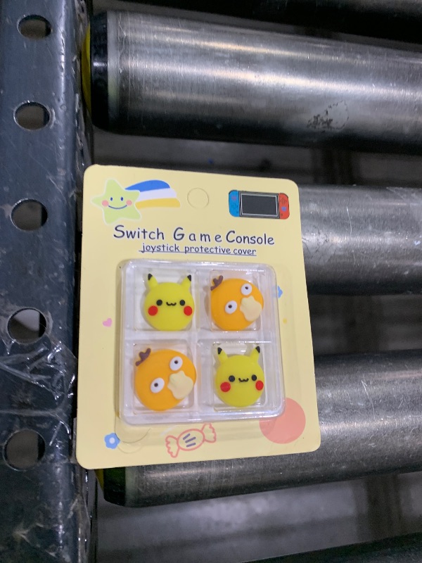 Photo 1 of DLseego Pika & Duck 4PCS Thumb Grips Caps for Switch/Switch Lite/OLED Joy Con Joystick - Soft Silicone Cute Protective Analog 3D Cartoon Button Cap - Yellow