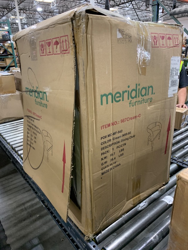 Photo 1 of Meridian Furniture 987Cream-C Sylvester Collection Modern | Contemporary Vegan Leather Upholstered Dining Chair with Rounded Back, 23.5" W x 22" D x 31" H, Cream
