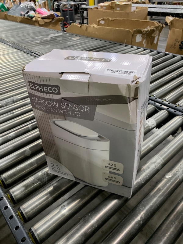Photo 1 of ELPHECO Automatic Bathroom Trash Can with Lid 2.5 Gallon Slim Sensor Garbage Can, 9L Narrow Plastic Trash Bin