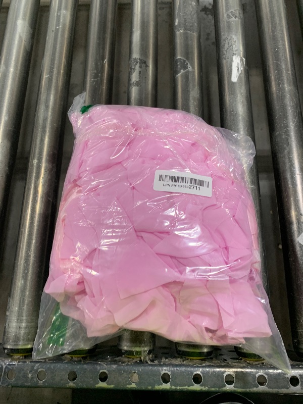 Photo 1 of Partisky Pink Tulle Curly Willow Table Skirt for Rectangle Table 9ft, Ruffle Tutu Table Cloth