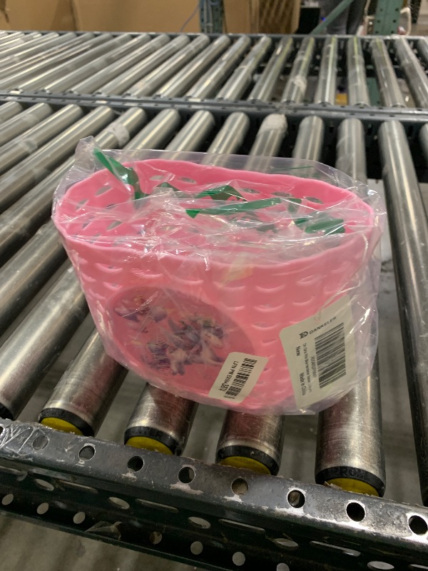Photo 1 of Dankeler Pink Bike Basket for Little Girls, Cute Bicycle Front Handlebar Basket, Adjustable Plastic Tricycle Basket