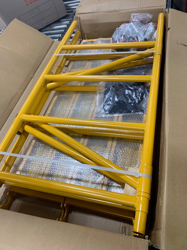 Photo 1 of LEADALLWAY Scaffolding Platform 4 Foot High Mobile Baker Scaffolding 770 LBS Capacity with Locking Wheels, Yellow