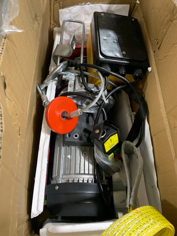 Photo 1 of VEVOR 2200lbs Electric Hoist with Wireless Remote Control,110v Electric Hoist with Remote Control, 40ft/20ft Lifting Height & Pure Copper Motor, for Garage Warehouse Factory