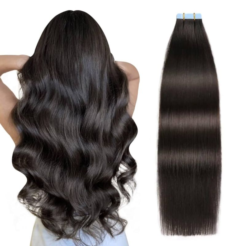 Photo 1 of SUYYA Tape in Hair Extensions Remy Hair Natural Black