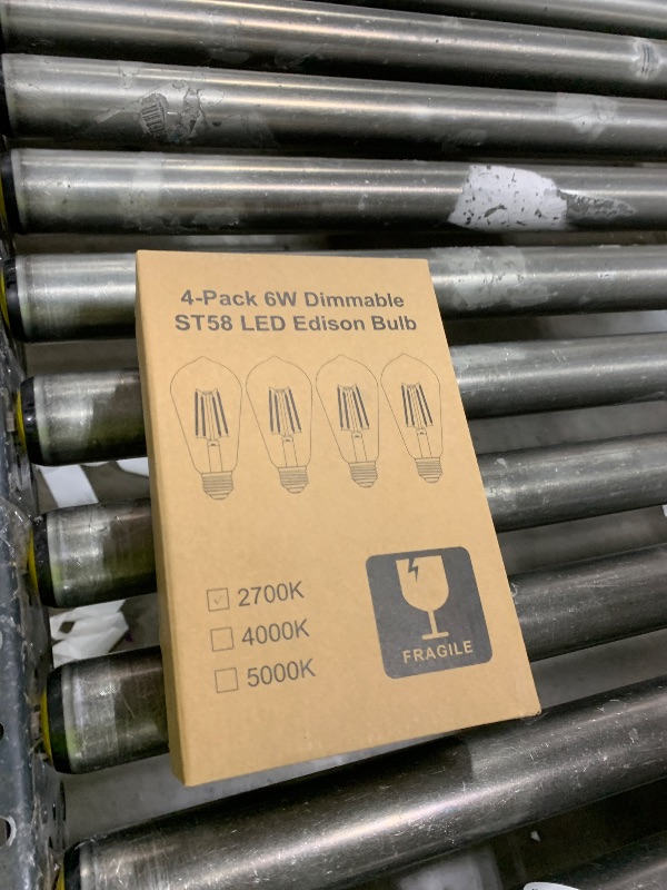 Photo 1 of PARTPHONER LED Light Bulbs Dimmable Vintage Edison Bulb, E26 LED Bulb 60W Equivalent 720 Lumens, Warm White 2700K, ST58 Antique LED Filament Bulb CRI 85+, Clear Glass, Pack of 4