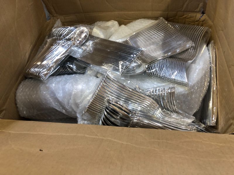 Photo 1 of Goodluck   Disposable Silver Plates  Plastic Dinnerware Set  