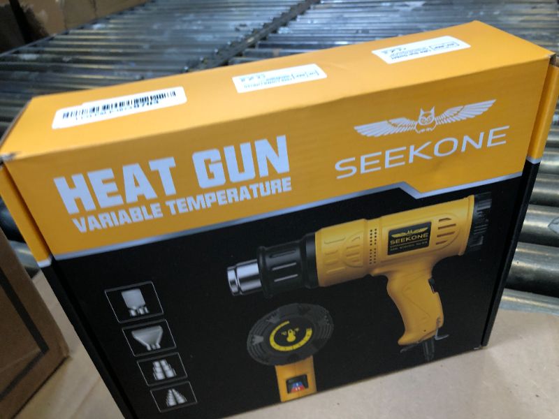 Photo 1 of SEEKONE Heat Gun 1800W 122?-1202??50?- 650??Fast Heating Heavy Duty Hot Air Gun Kit Variable Temperature Control Overheat Protection with 4 Nozzles for Crafts, Shrinking PVC, Stripping Paint(5.2FT)