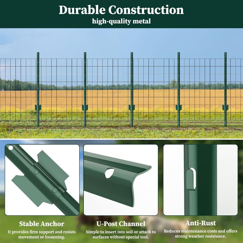 Photo 1 of   Garden Fence Post,  Heavy Duty Metal U-Post for Wire Fence, 