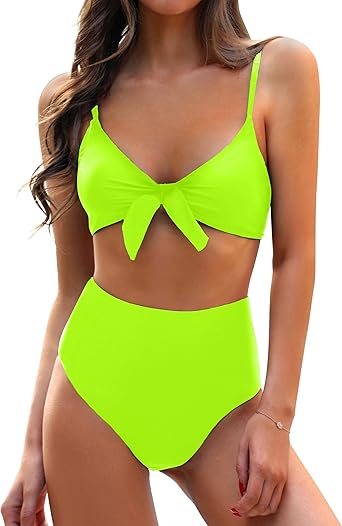 Photo 1 of Blooming Jelly Womens High Waisted Bikini Set Tie Knot High Rise Two Piece Swimsuits Bathing Suits Large*