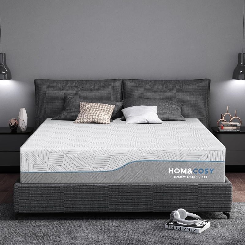 Photo 1 of Extra Firm Mattress California King 14 Inch with Ice Silk Cover, Luxurious Cool Green Tea/Gel Memory Foam Mattresses in Box, Extra Firm Bamboo Bed-Mattress for Back Pain, CertiPUR-US, in USA, 72“x84”

