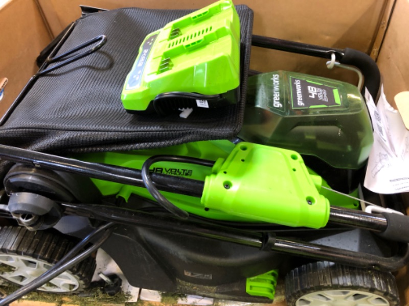 Photo 1 of Greenworks 48V (2 x 24V) 17" Cordless (Push) Lawn Mower (125+ Compatible Tools),  and Dual Port Rapid Charger Included