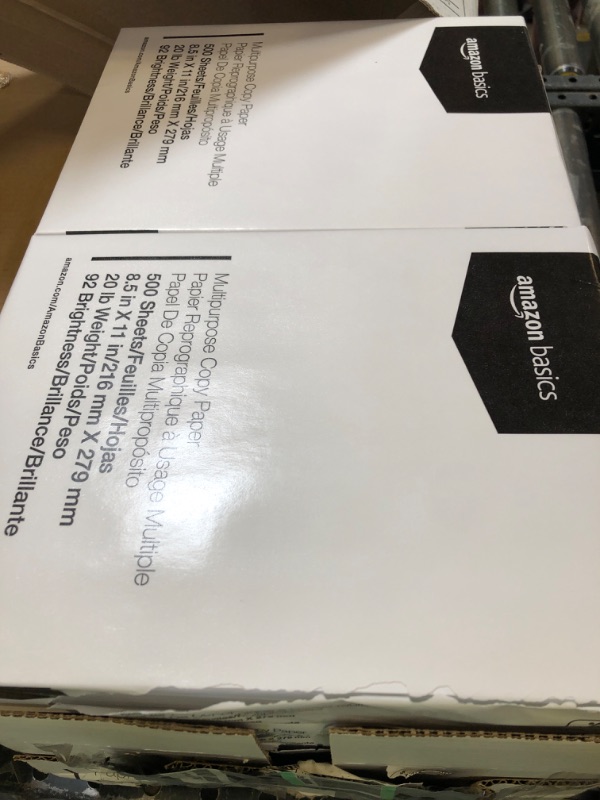 Photo 1 of Amazon Basics Multipurpose Copy Printer Paper, 20 lb, 8.5 x 11 Inches, 10 Reams (5,000 Sheets), 92 Bright, White