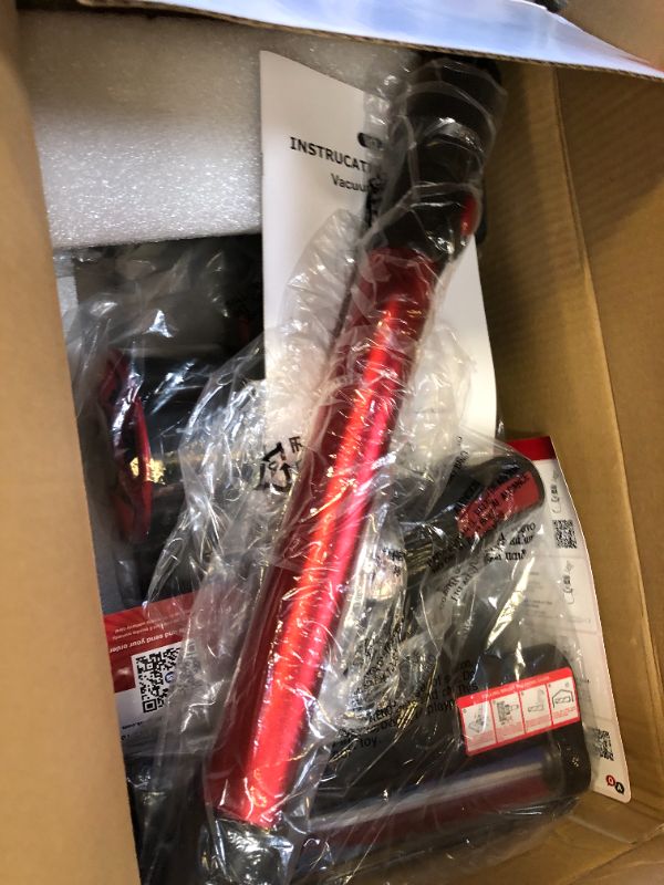 Photo 1 of Cordless Vacuum Cleaner Rechargeable with 2600mAh Detachable Battery, Powerful Vacuums with 2 Adjustable Modes, Lightweight Portable Stick Vacuum for Home (Wine Red)