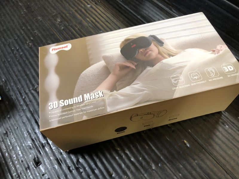 Photo 1 of 3D Contoured Sleep Mask with Bluetooth Headphones, White Noise Creates Perfect Sleeping, Ultra-Thin Stereo Loudspeaker for Side Lying Without Pressing Ears,100% Light Blocking (Black)