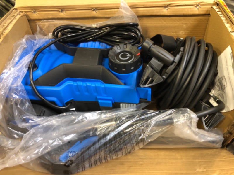Photo 1 of Electric Pressure Washer,5000 PSI 4.0 GPM Adjustable Pressure,Power Washer Electric Powered with Foam Cannon,4 Nozzles,33FT Hose and 500ml Soap Bottle for Home/Cars/Driveways/Patios/Fences(Blue)