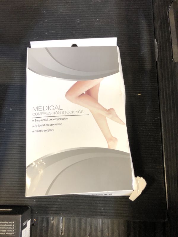 Photo 1 of Medical Compression Thigh High Anti Embolism Stockings 15-20mmHg, for Edema, Varicose Veins, Swelling with Inspection Hole, Women & Men
