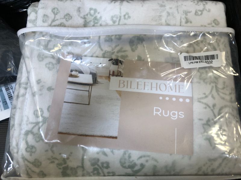Photo 1 of BILEEHOME Kitchen Living Room Bedroom Dining Room 5' Round Vintage Rug Indoor Floor Cover Floral Print Sage Green Circle Rug 5' Round
