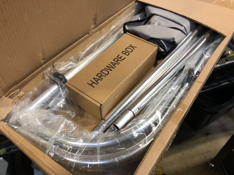 Photo 1 of Leader Accessories Light Grey 3 Bow 6'L x 46" H x 54"-60" W Bimini Top Boat Cover Includes 4 Straps 2 Rear Support Poles Mounting Hardwares Storage Boot with 1" Aluminum Frame