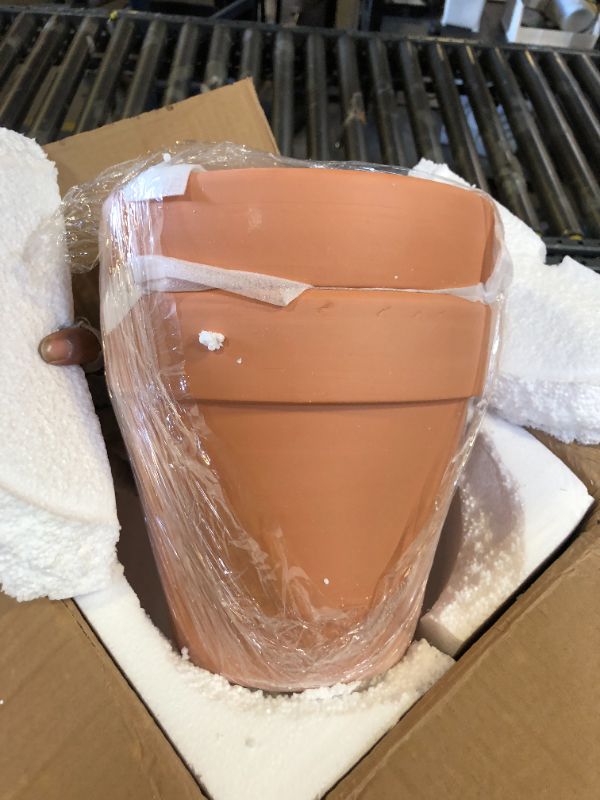 Photo 1 of Fcacti 9 Inch Clay Pot for Plant with Saucer - 2 Pack Large Terra Cotta Plant Pot with Drainage Hole, Clay Planters Pot, Terracotta Pots for Indoor Outdoor Plant