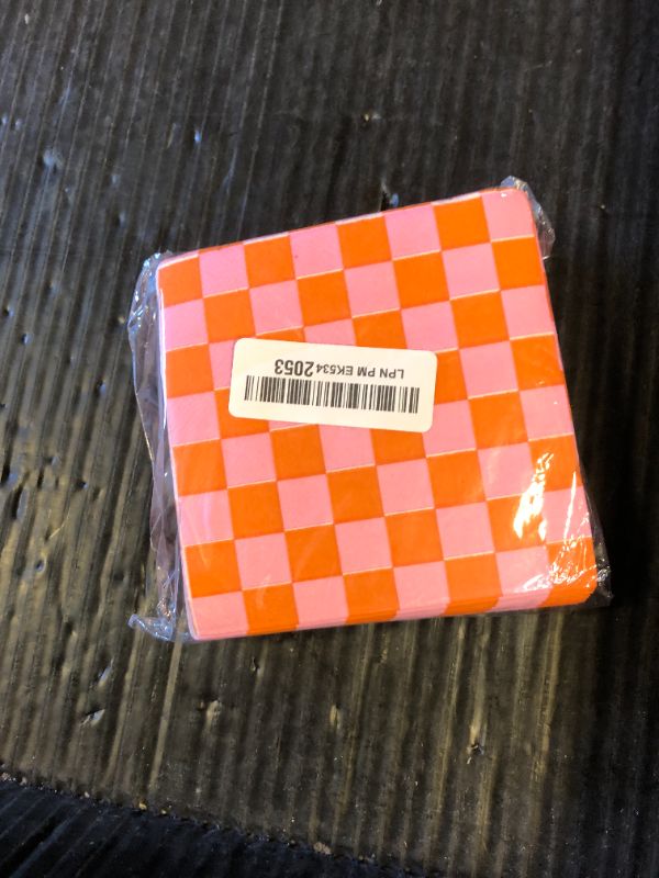 Photo 1 of 100 Pcs Plaid Paper Napkins Pink And Orange Napkins 5 * 5 Inch Light Pink Paper Checkered Napkin Disposable Beverage Napkin Pink Orange Party Favor For Birthday Wedding Baby Shower Cocktail Party