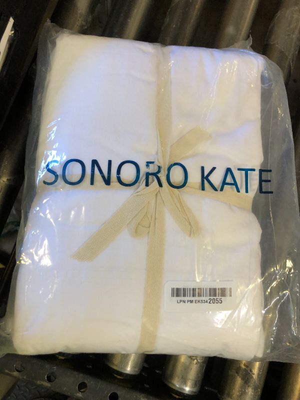 Photo 1 of SONORO KATE 100% French Pure Linen Sheets, Breathable and Durable Linen King Size Sheets, Anti-Tear Linen Bed Sheets, Machine Washable, 16 Inch Deep Pocket - 4 Piece (Cream, King)