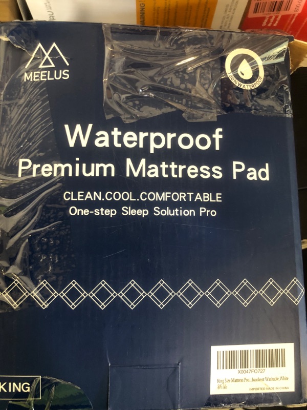 Photo 1 of MEELUS King Mattress Protector, Breathable Waterproof Mattress Pad Cover Fitted Deep Pocket 8"-21", Soft Noiseless Mattress Cover Washable Cooling Padded for Home Hotel Bedroom, White