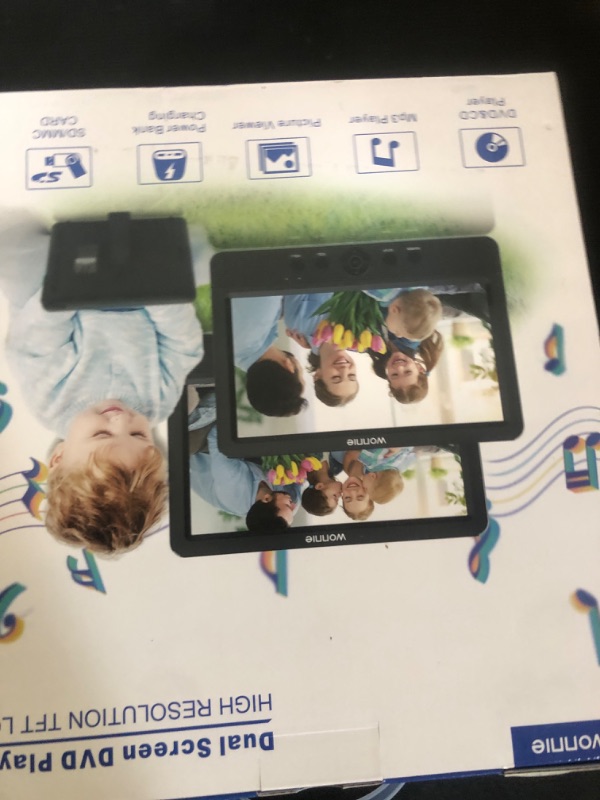 Photo 1 of WONNIE 10.5" Two DVD Players Dual Screen for Car Portable CD Player, Play a Same or Two Different Movies with Two Mounting Brackets, 5-Hour Rechargeable Battery, Support USB/SD Card Reader