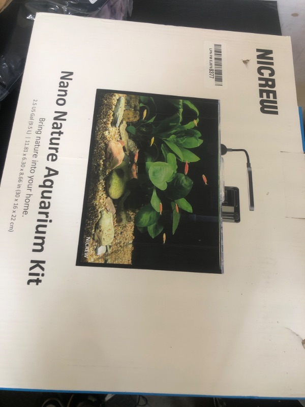 Photo 1 of NICREW 2.5 Gallon Nano Nature Aquarium Kit, Ultra-Clear Rimless Desktop Fish Tank with Light and Filter, Perfect for Small Fish, Shrimp, or Betta, Basic Version, Black