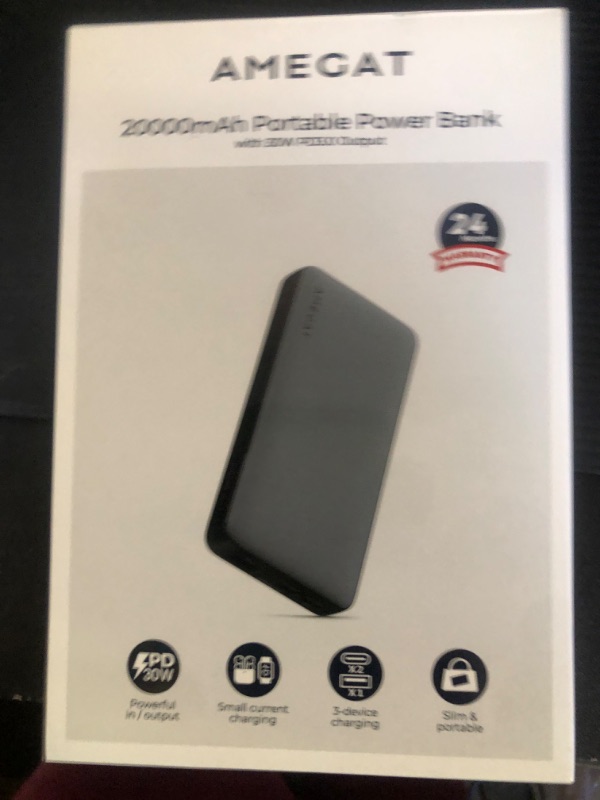 Photo 1 of AMEGAT Power Bank Portable Charger 20000mAh, 30W Battery Pack Charger Portable USB C 3-Port LED Display Fast Charging for iPhone 16/15/14/13/12 Series, Samsung, MacBook, Airpods, Steam Deck and More