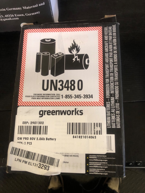 Photo 1 of Greenworks PRO 80V 2Ah Lithium Ion Battery GBA80200