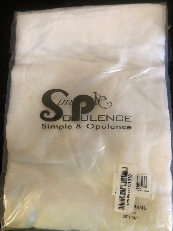 Photo 1 of Simple&Opulence 100% Washed Linen Euro Sham Cover, 26 x 26 Inch, Decorative Bed Pillow Cover with Coconut Button, Solid Color Pillow Shams Set of 2 (White)
