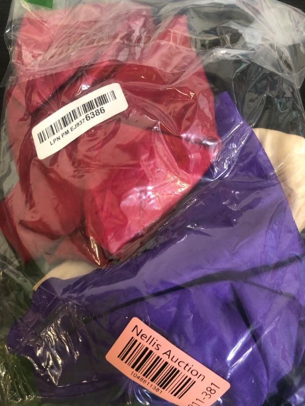 Photo 1 of 4Pcs Satin Bonnet Silk Bonnet, Hair Bonnet for Sleeping, Elastic Wide Band Silk Sleep Cap, Soft and Breathable (Black Red Purple Gold)