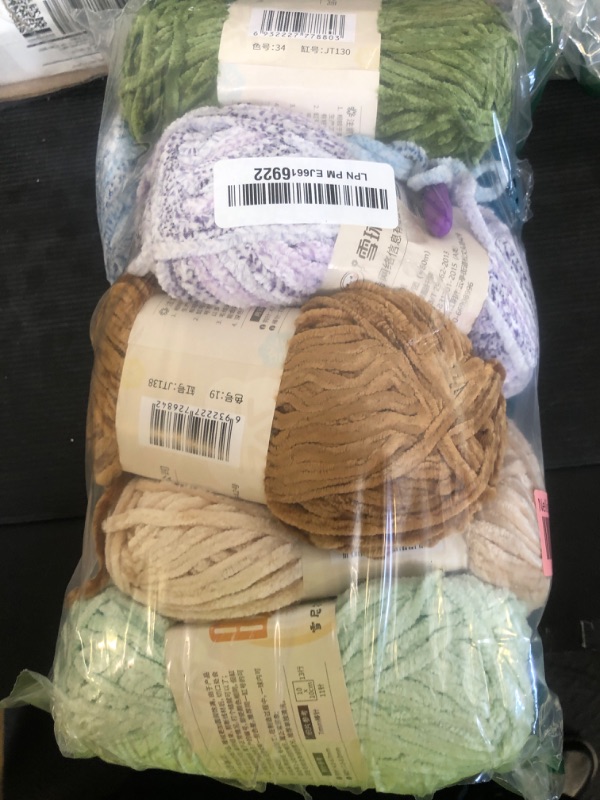 Photo 1 of SIMEIQI 12 PCS Soft Chenille Chunky Velvet Yarn for Crocheting,Fluffy Warm Baby Yarn for Knitting and Crochet Blanket DIY Craft Amigurumi Pack with Crochet Accessories C