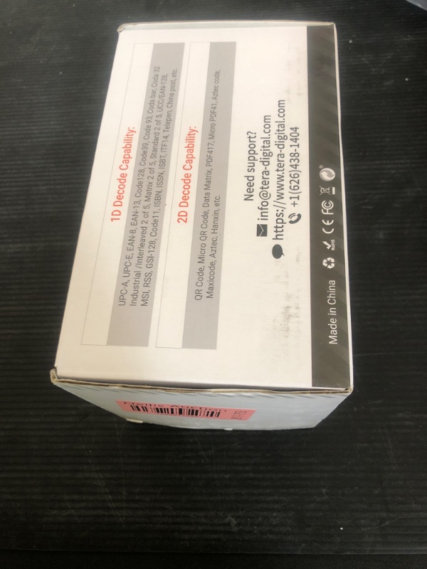 Photo 1 of Tera Pro 1D 2D QR Wireless Barcode Scanner with Display Screen Battery Level Indicator Time Display Works with Bluetooth with Charging Cradle Base for Warehouse Supermarket Library HW0006 Pro