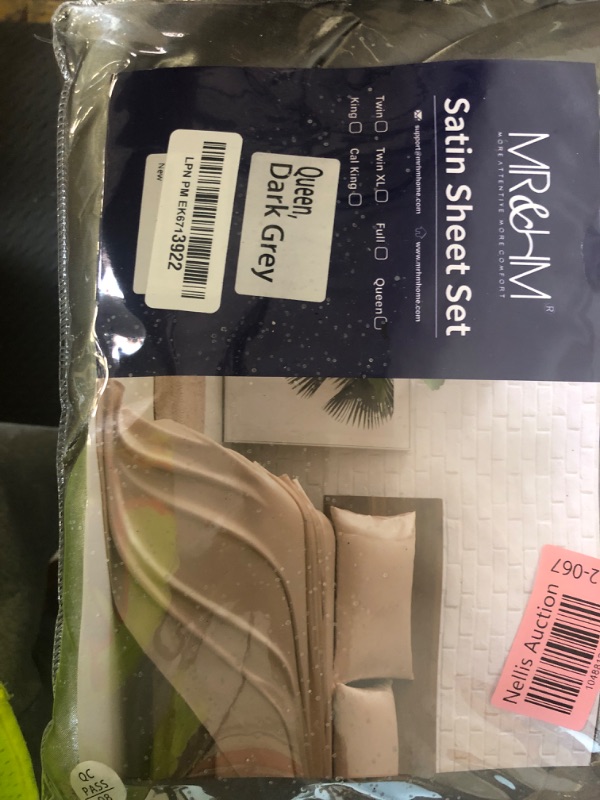 Photo 1 of MR&HM Satin Bed Sheets, Queen Size Sheets Set, 4 Pcs Silky Bedding Set with 15 Inches Deep Pocket for Mattress (Queen, Dark Grey)