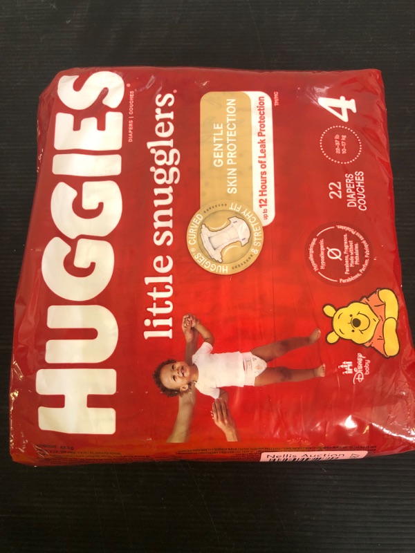 Photo 1 of Huggies Size 4 Diapers, Little Snugglers Baby Diapers, Size 4 (22-37 lbs), 22 Count, Packaging May Vary