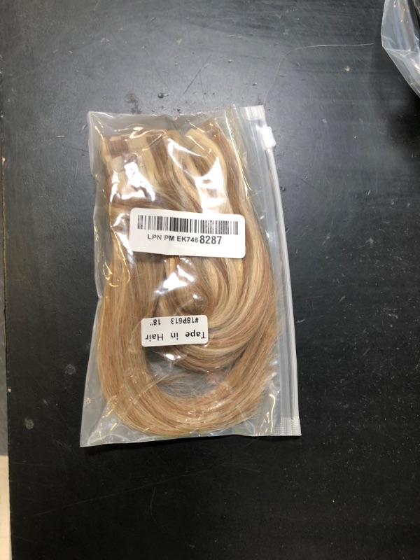 Photo 1 of Tape in Hair Extensions Ash Blonde Mixed Bleach Blonde 100% Remy Human Hair Extensions Silky Straight for Women 20 Pcs/Package(18Inch #18p613 40g)