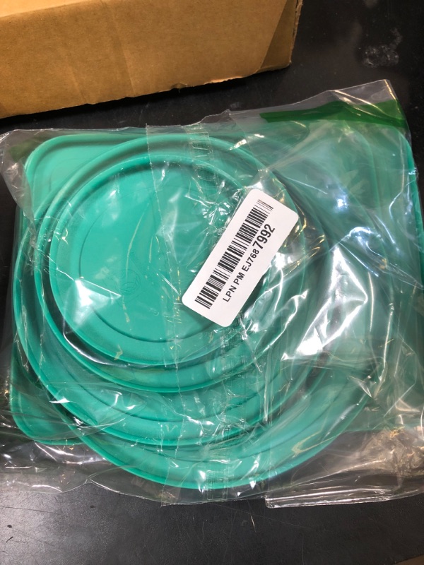 Photo 1 of Replacement Lids for Pyrex Glass Food Storage Containers Rectangular (1) 1-Cup (2) 2-Cup (2) 4-Cup (1) 7-Cup (2) 3-Cup (1) 6-Cup Round Rectangle (Turquoise)
